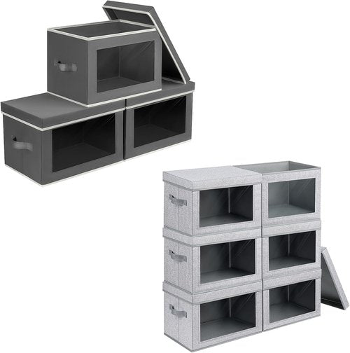 Homsorout Storage Bins - Collapsible Fabric Boxes with Lids for Organizing Clothes & Towels | 3-Pack & 6-Pack Options