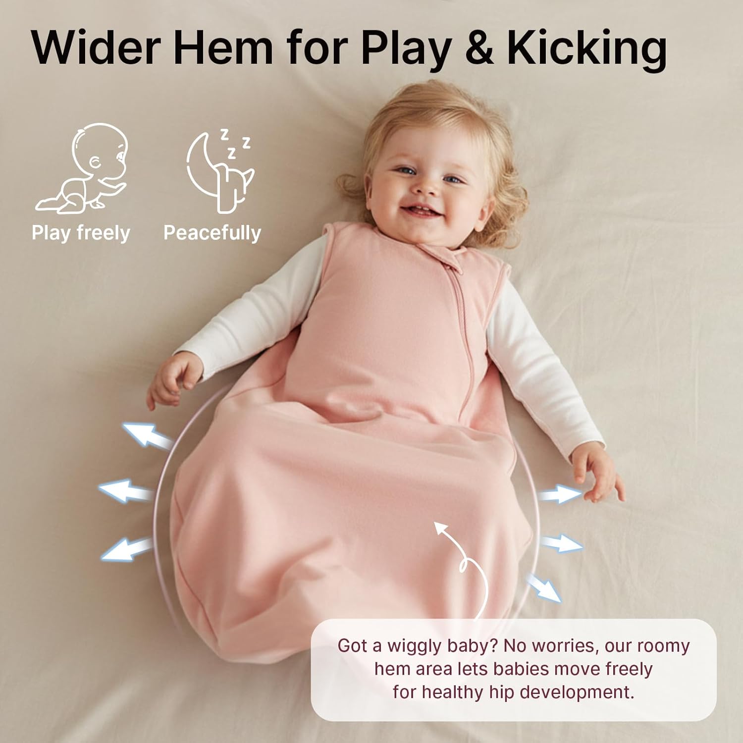 Supersoft Rayon Sleep Sack | Bamboo Toddler Wearable Blanket 1.0 Tog for 6-12 Months - Pink