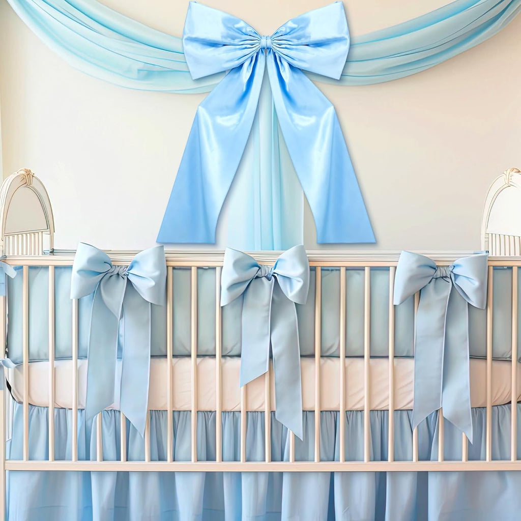 Wavwavw Sky Blue Large Bow Decor - Giant Satin Ribbon Tie for Party & Wedding | 24 x 36 Inches