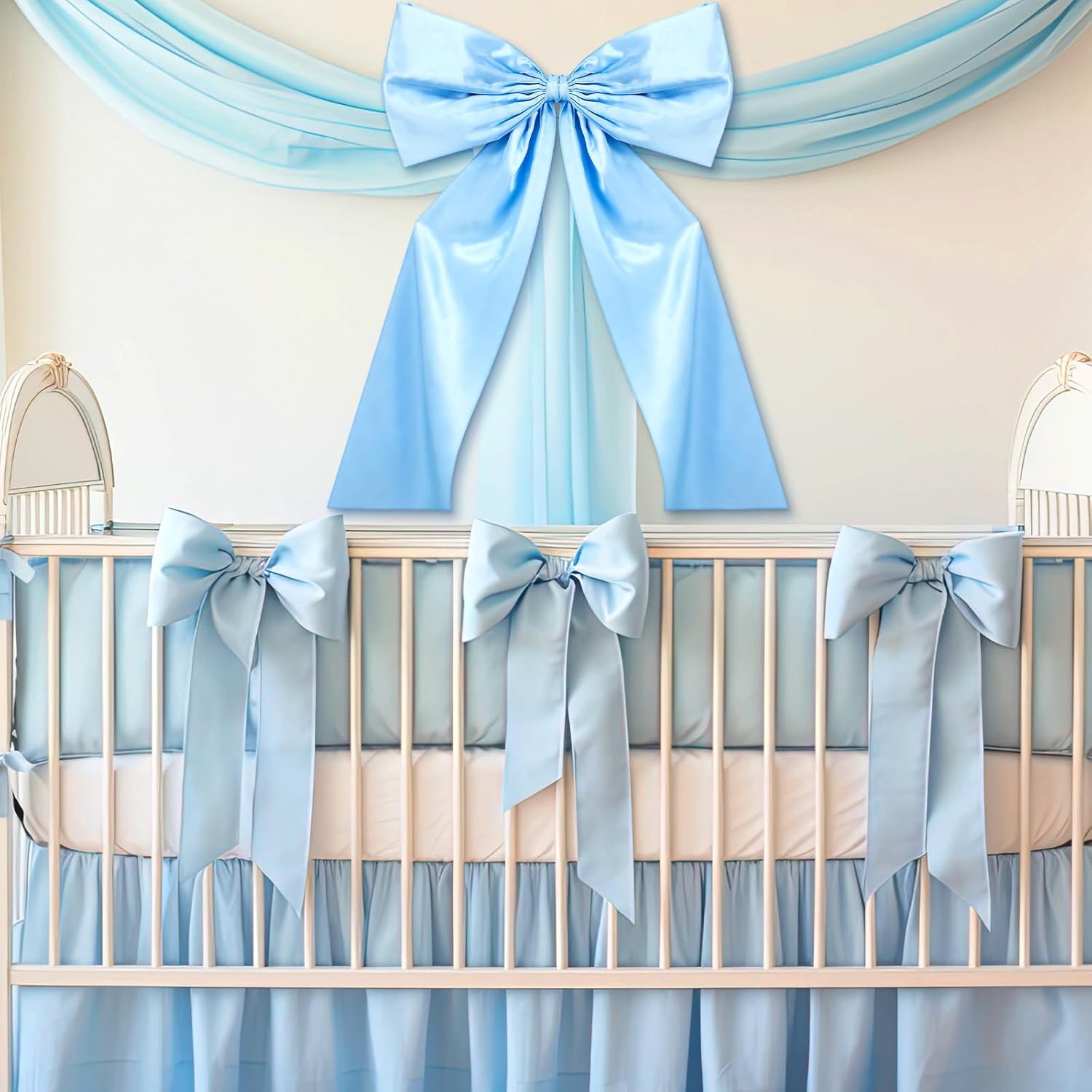 Wavwavw Sky Blue Large Bow Decor - Giant Satin Ribbon Tie for Party & Wedding | 24 x 36 Inches