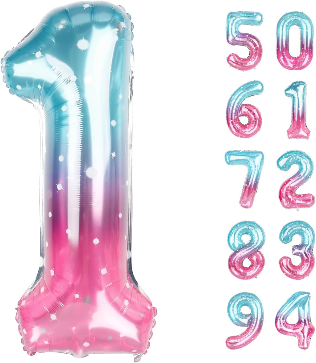 Starry Sky 40-Inch Giant Number 1 Balloon - Perfect First Birthday Decoration for Girls