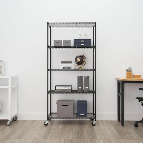5-Tier Adjustable Wire Shelving by [Brand Name] - NSF Certified Kitchen & Garage Storage Rack, 36” x 18” x 72”, Black