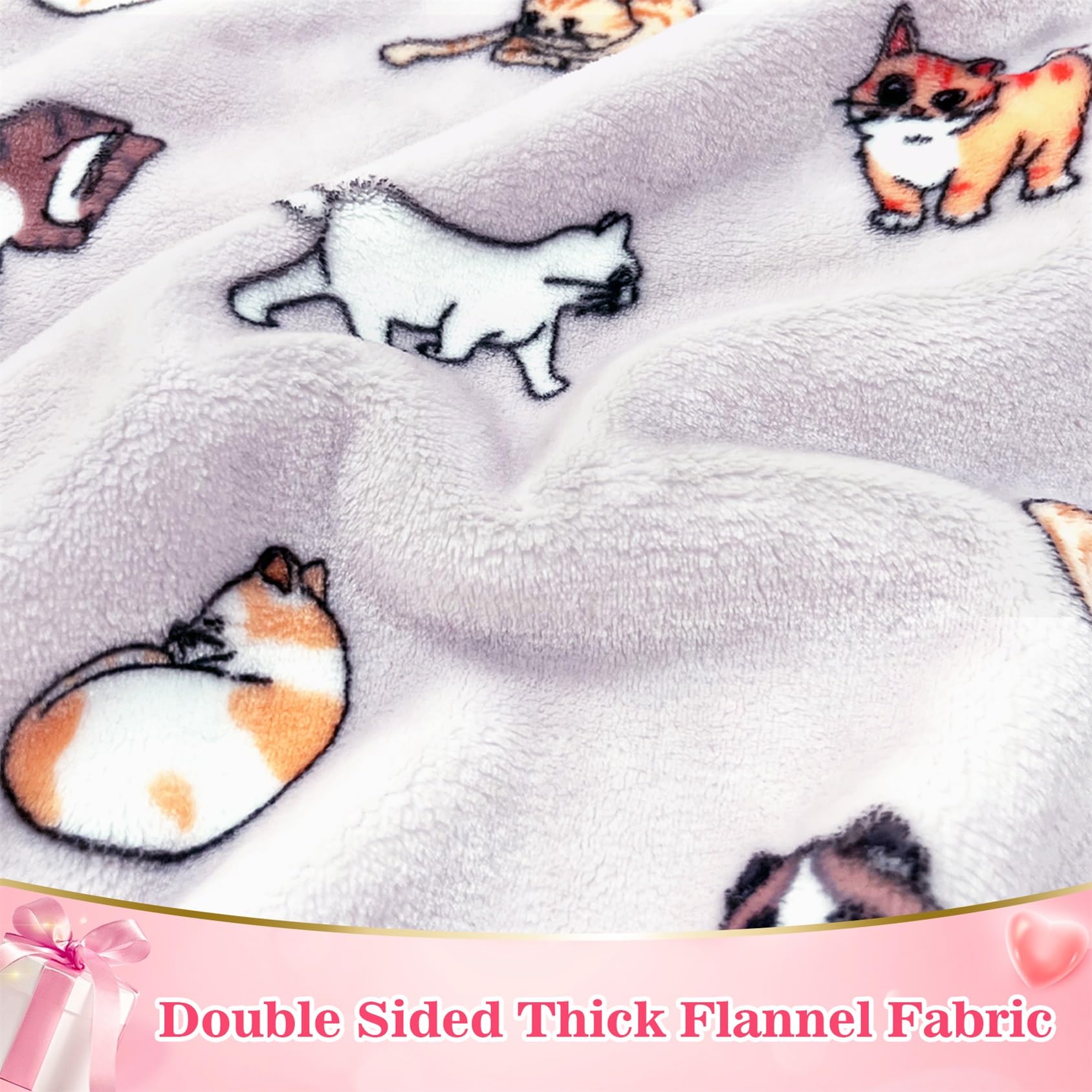 Waitu Wearable Blanket Sweatshirt Gifts for Women and Men, Warm and Cozy Giant Blanket Hoodie, Thick Flannel Blanket with Sleeves and Giant Pocket - Cat Gray