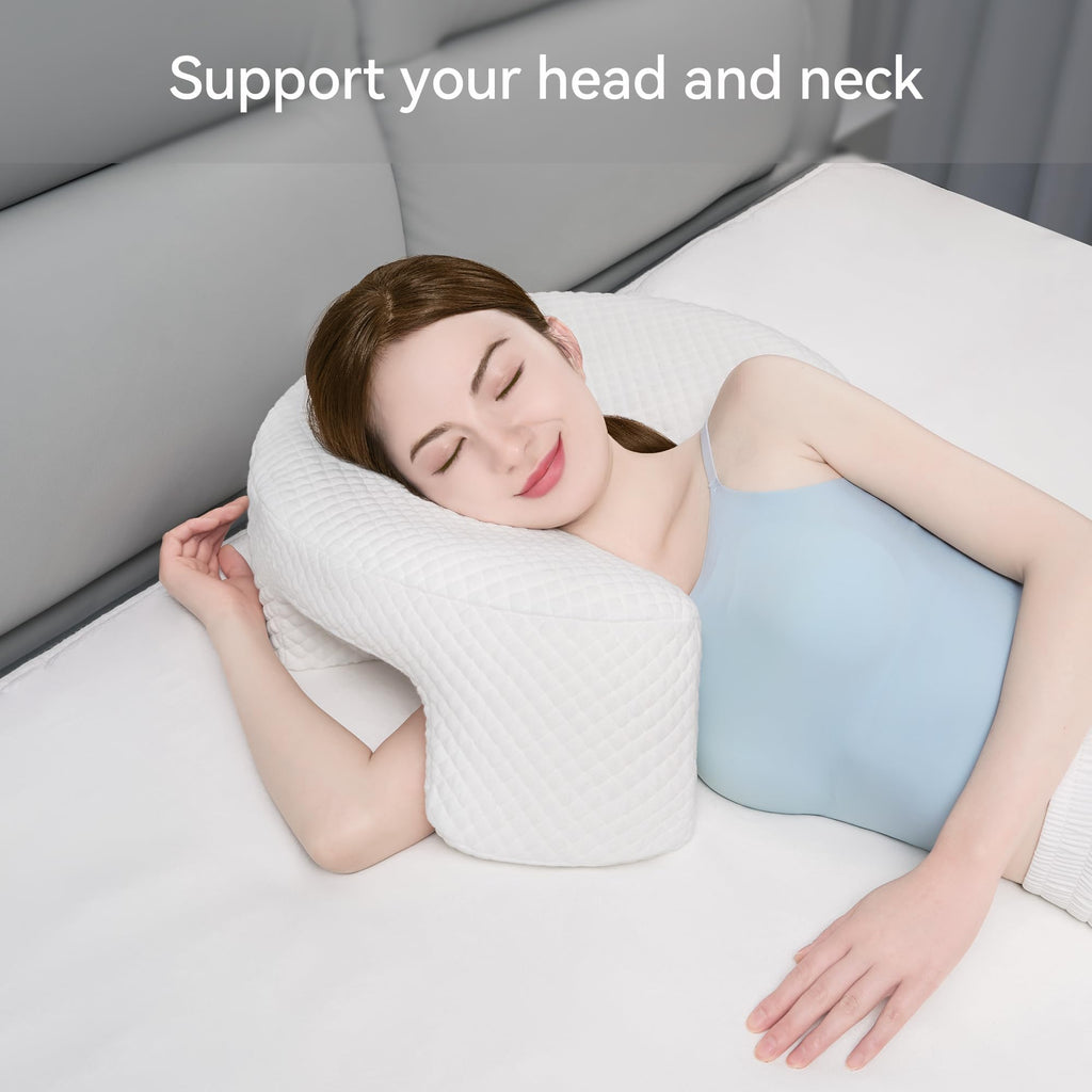 AM AEROMAX Side Sleeping Pillow with Arm Holes - Breathable Memory Foam Pillow for Shoulder & Rotator Cuff Pressure Relief - Ideal for Side Sleepers Who Prefer a Cozy,Body-Hugging Feel