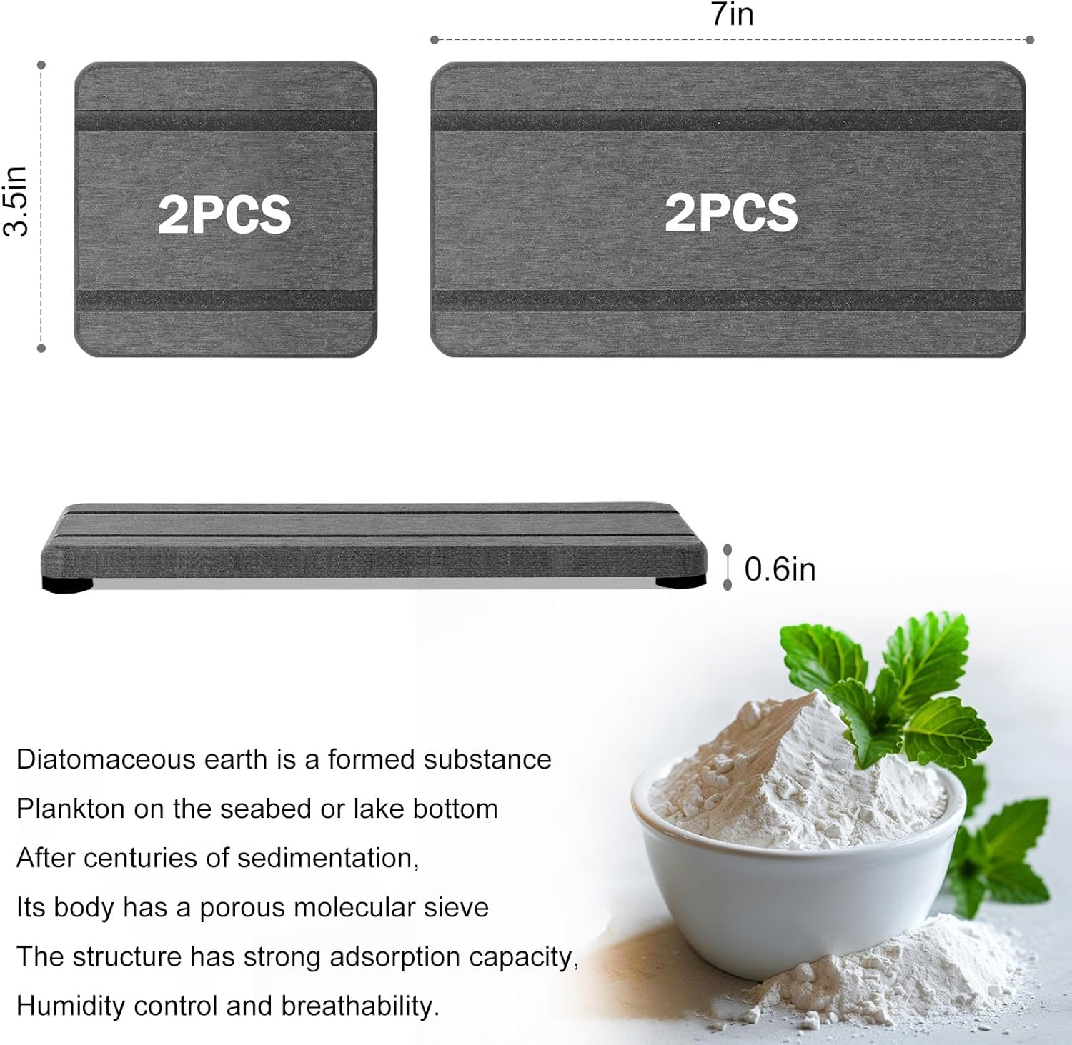 Skiennix Stone Drying Trays - Water Absorbing Diatomaceous Earth Soap Dish & Coaster Set (4PCS)