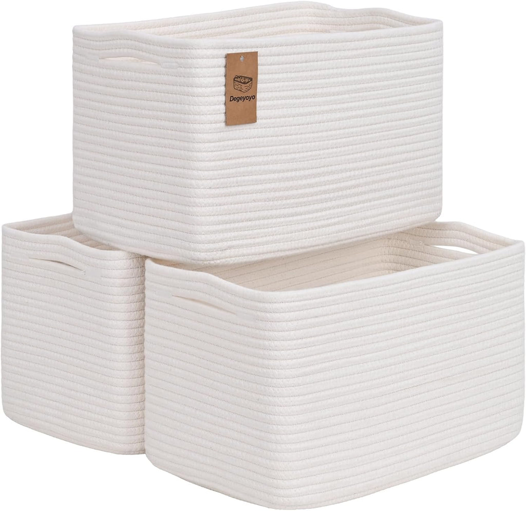 Skiennix Woven Storage Baskets - 3 Pack Organizing Bins for Shelves | 15" x 10" x 9" Toy Storage