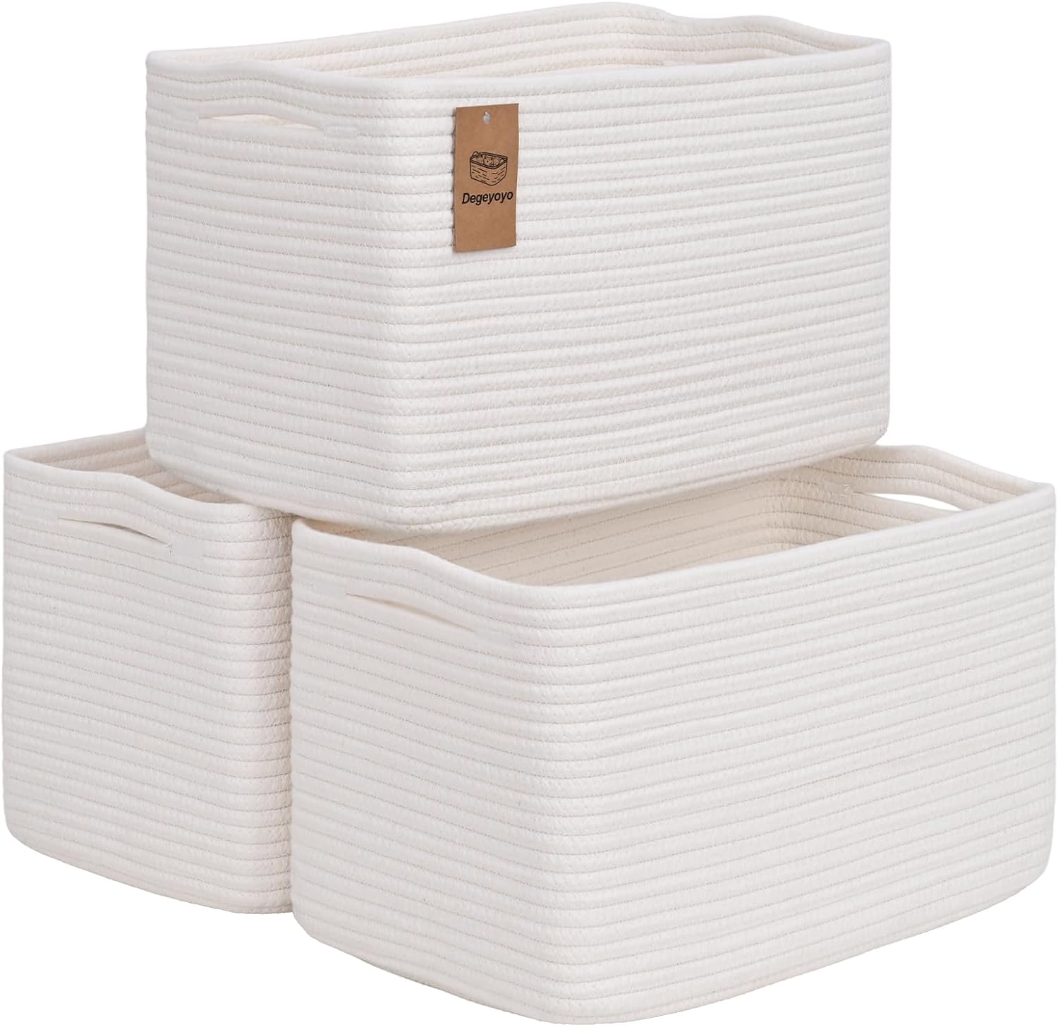 Skiennix Woven Storage Baskets - 3 Pack Organizing Bins for Shelves | 15" x 10" x 9" Toy Storage