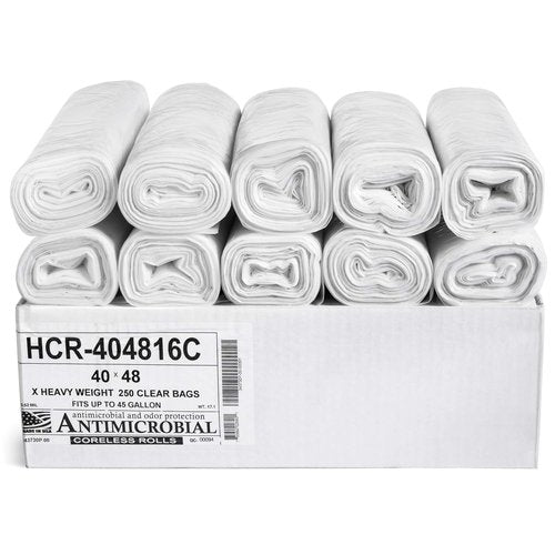 Aluf Plastics 45 Gallon Clear Trash Bags 40" x 48" - 16 Micron Equivalent High Density Value Garbage Bags, HCR-404816C (Pack of 1, 250 Count Total)