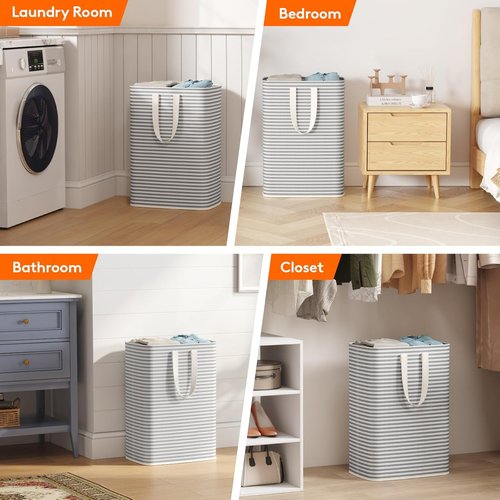 Lifewit Laundry Basket - 65L Collapsible Hamper with Reinforced Handles | Waterproof Design, Grey
