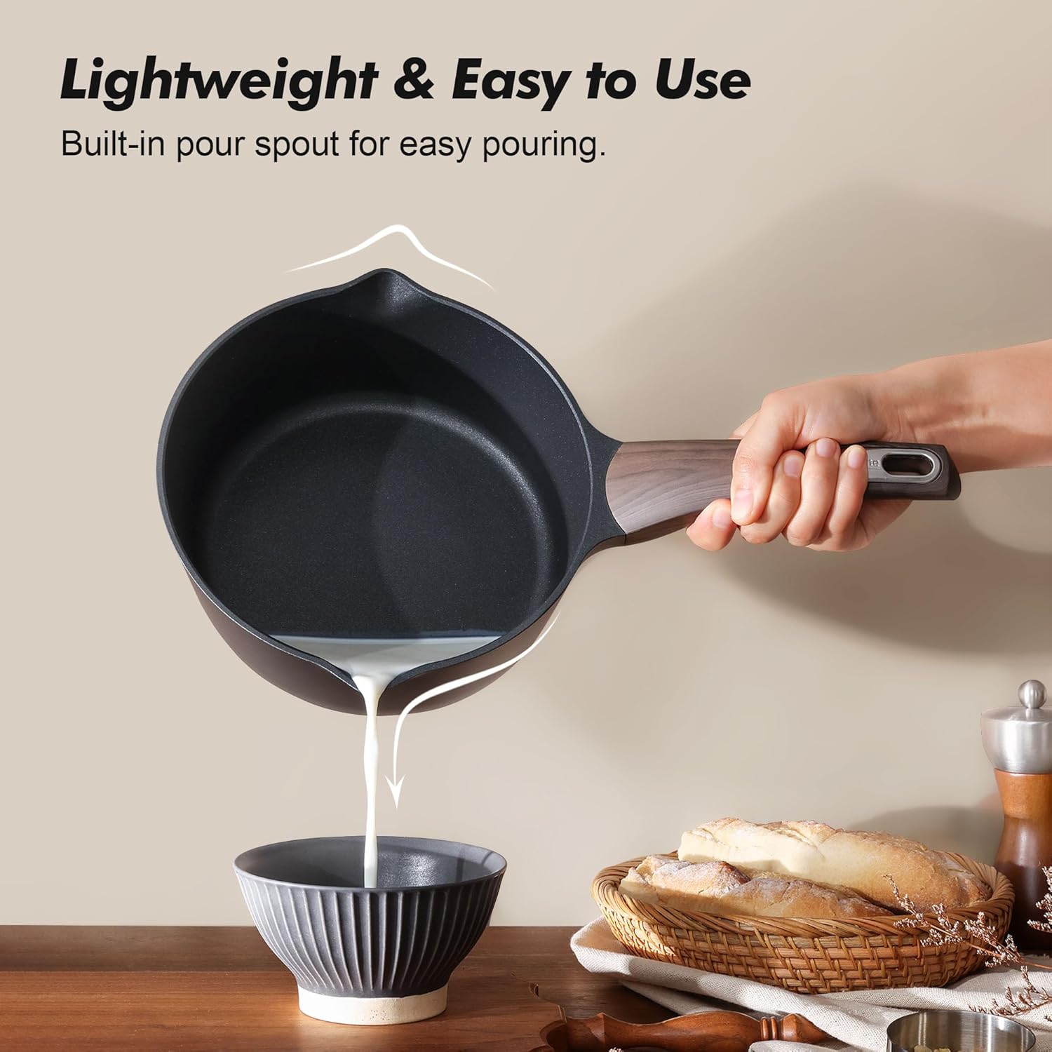 SENSARTE Nonstick Saucepan Set - 2.0 & 3.0 Quart Cooking Pots with Lid & Pour Spout | PFOA Free, Easy to Clean