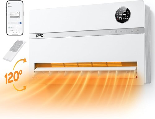 Dreo Smart Wall Heater - 1500W Electric Space Heater with 120° Oscillation & Remote Control | Easy-Mount Indoor Use