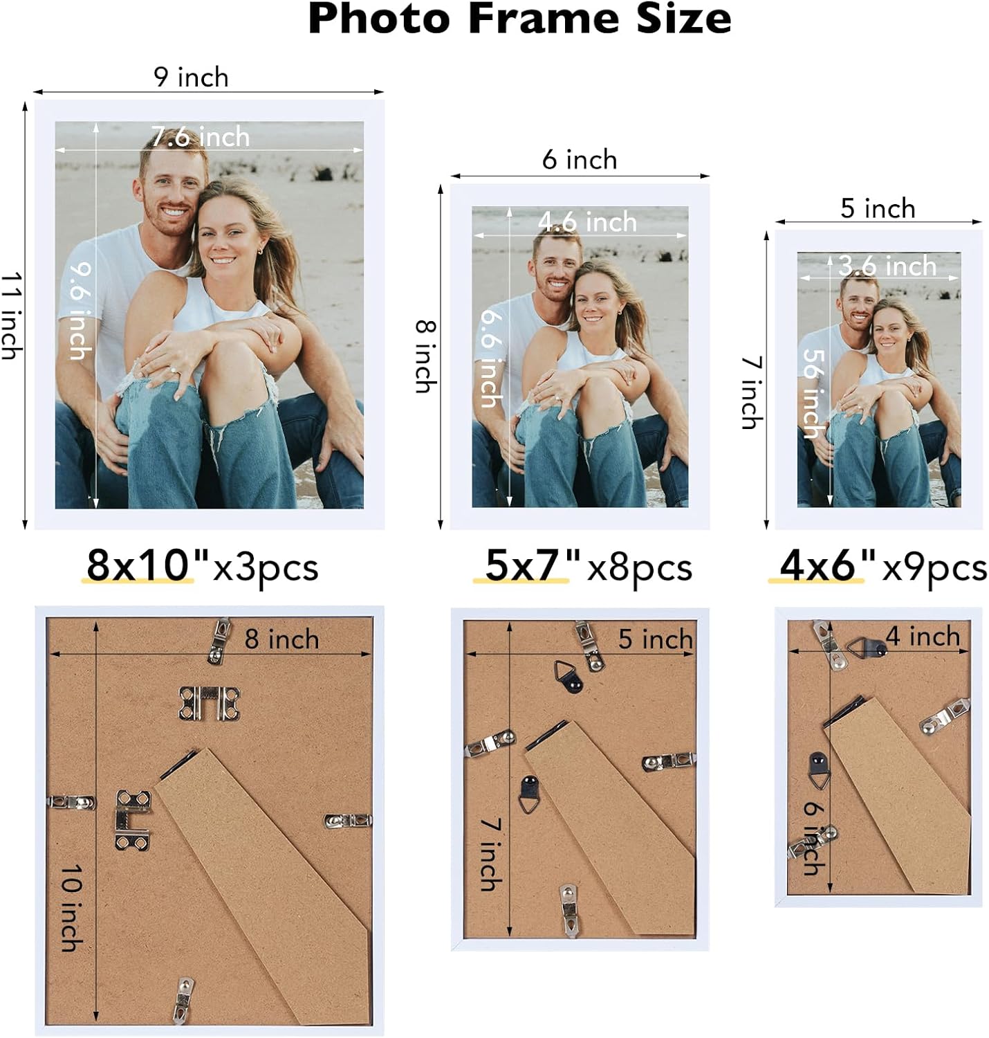 Regine Switzerland Picture Frames Collage Set - 20 Packs for Wall Decor & Tabletop Display | Multi-Sized White Frames