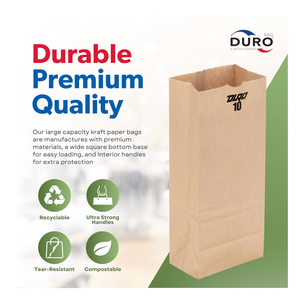 DURO ID# 18410 10# SOS Bag 35# 100% Recycled Natural Kraft, 500 Piece