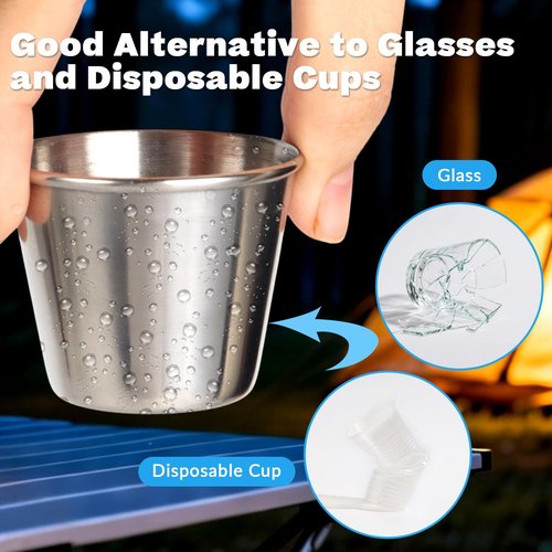 EMUTOL Metal Shot Glasses, 12 Pcs 1.5 oz Stainless Steel Liquor Glasses, Espresso Cups, Whiskey Glasses, Wine Glasses, Portable Drinkware for Bar, Home, Restaurant & Travel (45ml)