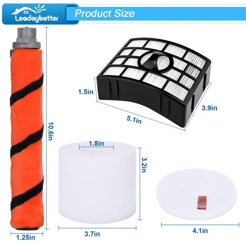 Leadaybetter Filter Replacement for Shark APEX DuoClean Lift-Away AX950 AX951 AZ1002 AZ1000 AZ1000W, 2 Black Filters, 4 Foam & Felt Filters, 1 Brush Roll, Compare to Part # XFF650 & XHF650 & 1173FT950