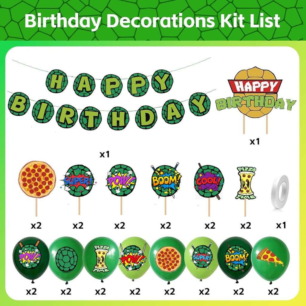 Turtle Birthday Party Decorations Happy Birthday Party Turtle Party Supplies - Big Cake Topper - Cupcake Toppers - Balloons - Happy Birthday Banner
