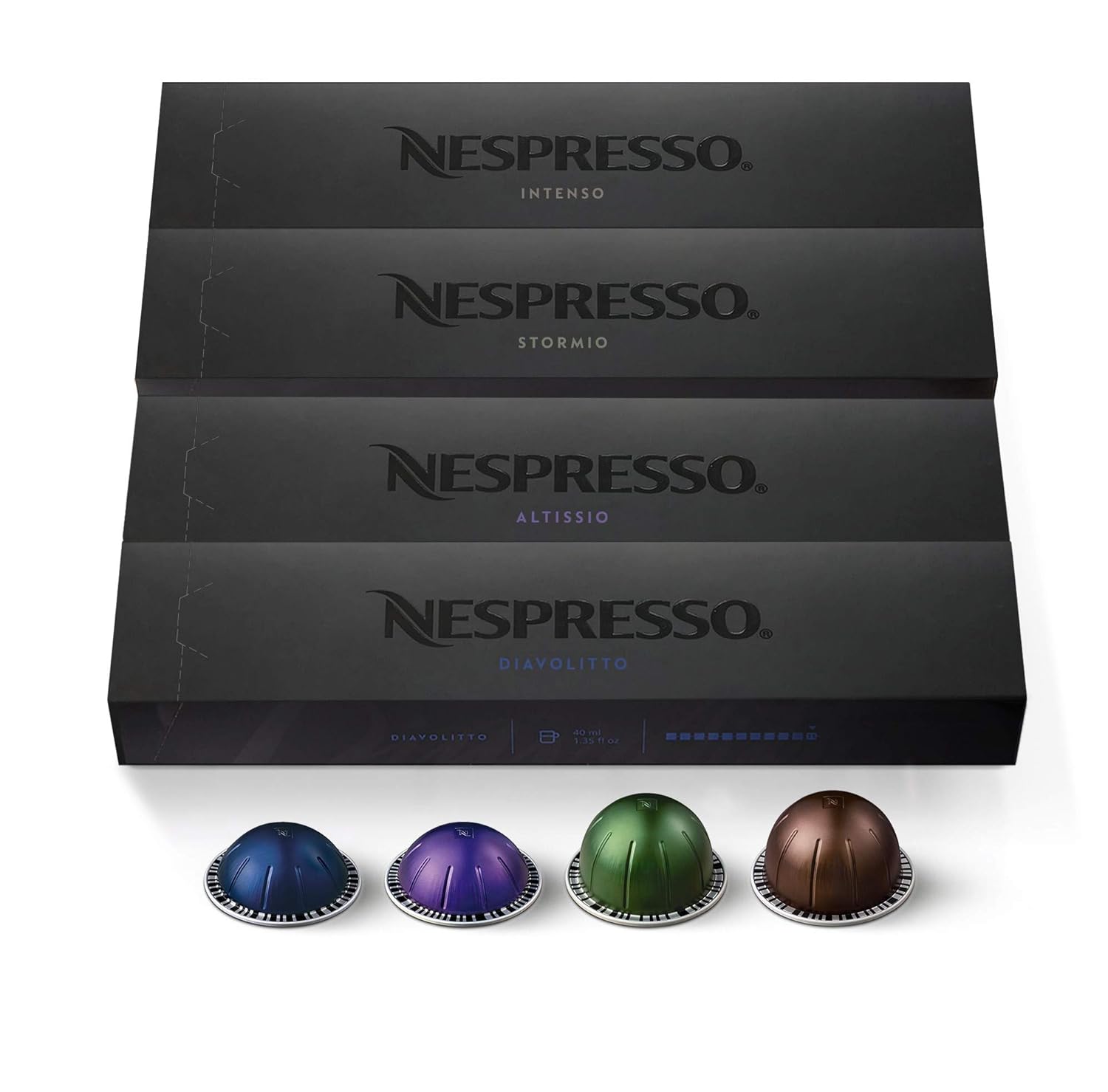 Nespresso Vertuo Dark Roast Coffee & Espresso Capsules - 40-Count Variety Pack for 7.8 oz & 1.35 oz Brews