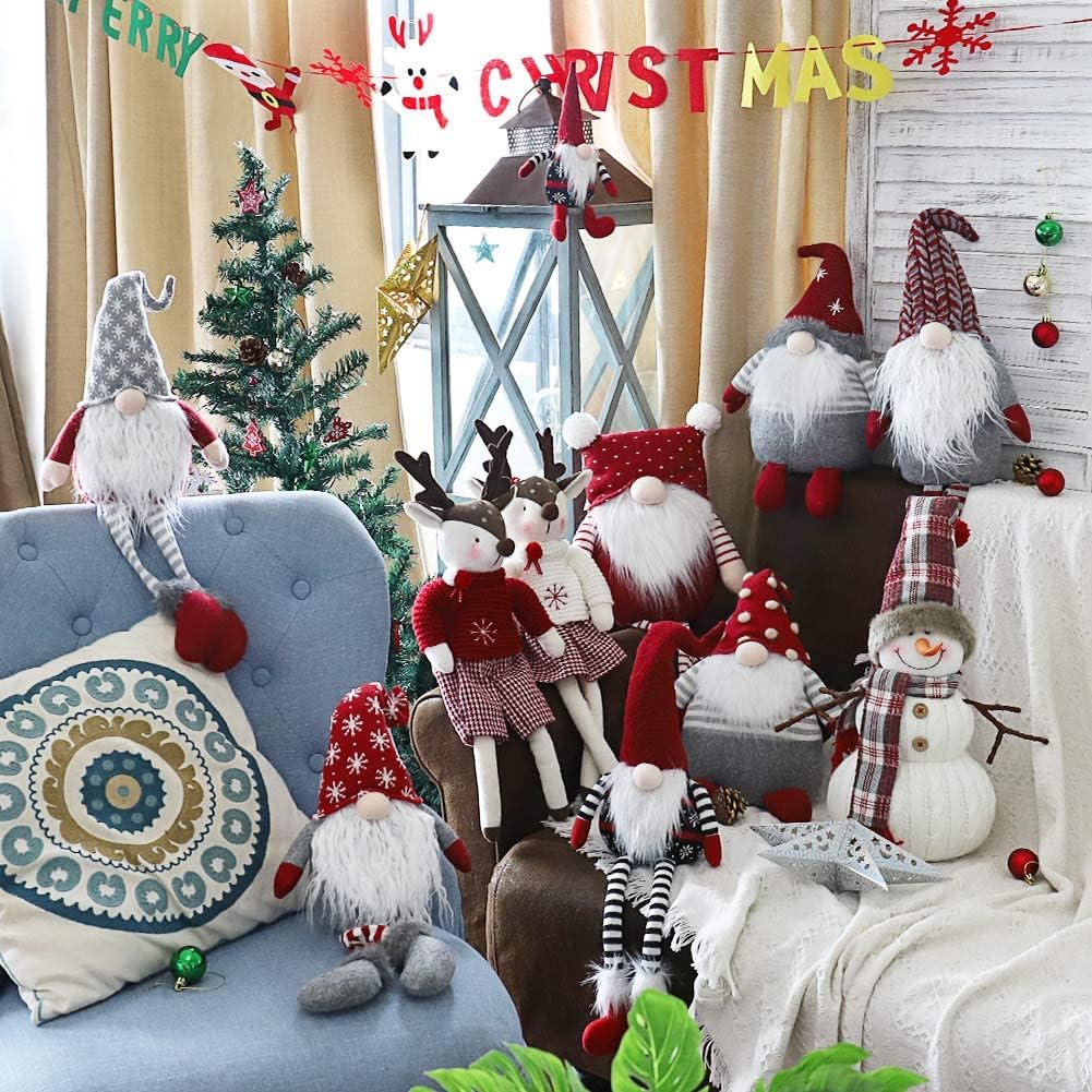 Skiennix Christmas Snowman Plush Decoration - Handmade Animated 20-Inch White Ornament for Holiday Cheer