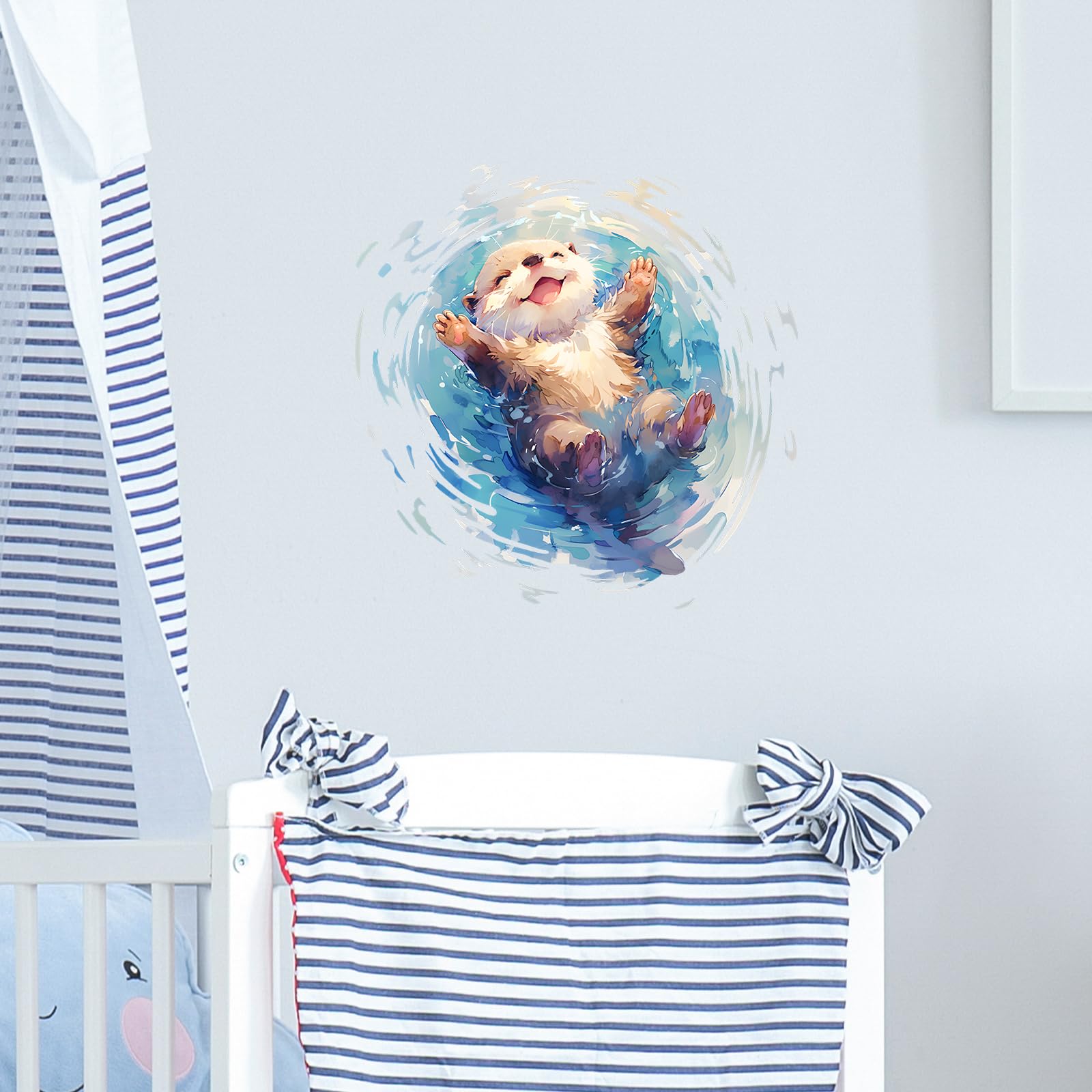 RoyoLam Cartoon Otter Floating On the Water Wall Decal Animal Wall Sticker