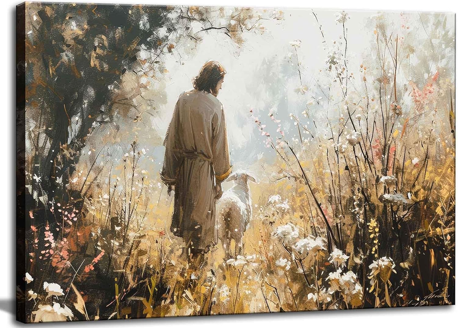 Regine Switzerland Vintage Jesus Lamb Canvas Wall Art - Modern Christian Decor for Living Room | 12x16 Inch