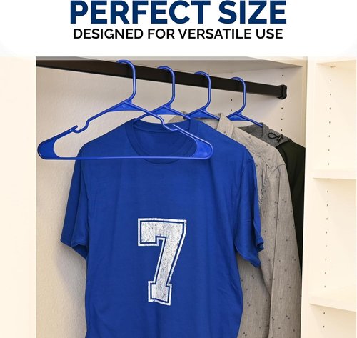 Closetselect Plastic Hangers 50 Pack - Durable Non-Slip Clothes Hangers with Notches & Grooves | Made in USA