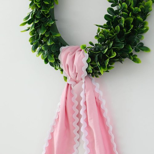 DYSHAYEN Wreath Sash - Canvas RIC Rac Trim for Front Door | Indoor & Outdoor Decor (Pink-White)