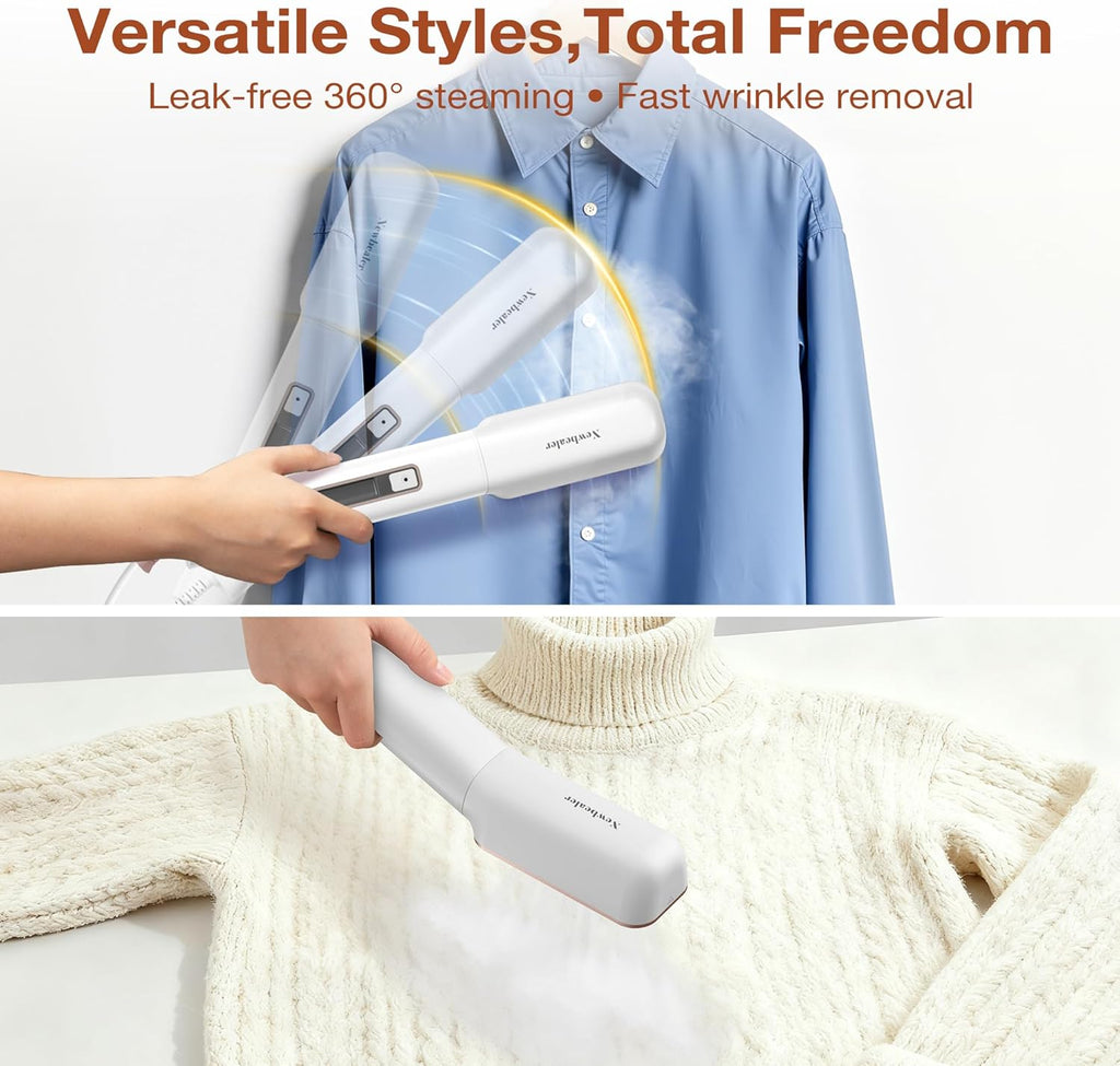 Newbealer Travel Iron - 2-in-1 Clothes Steamer & Dry Iron with Non-Stick Soleplate | Gold, 100-240V