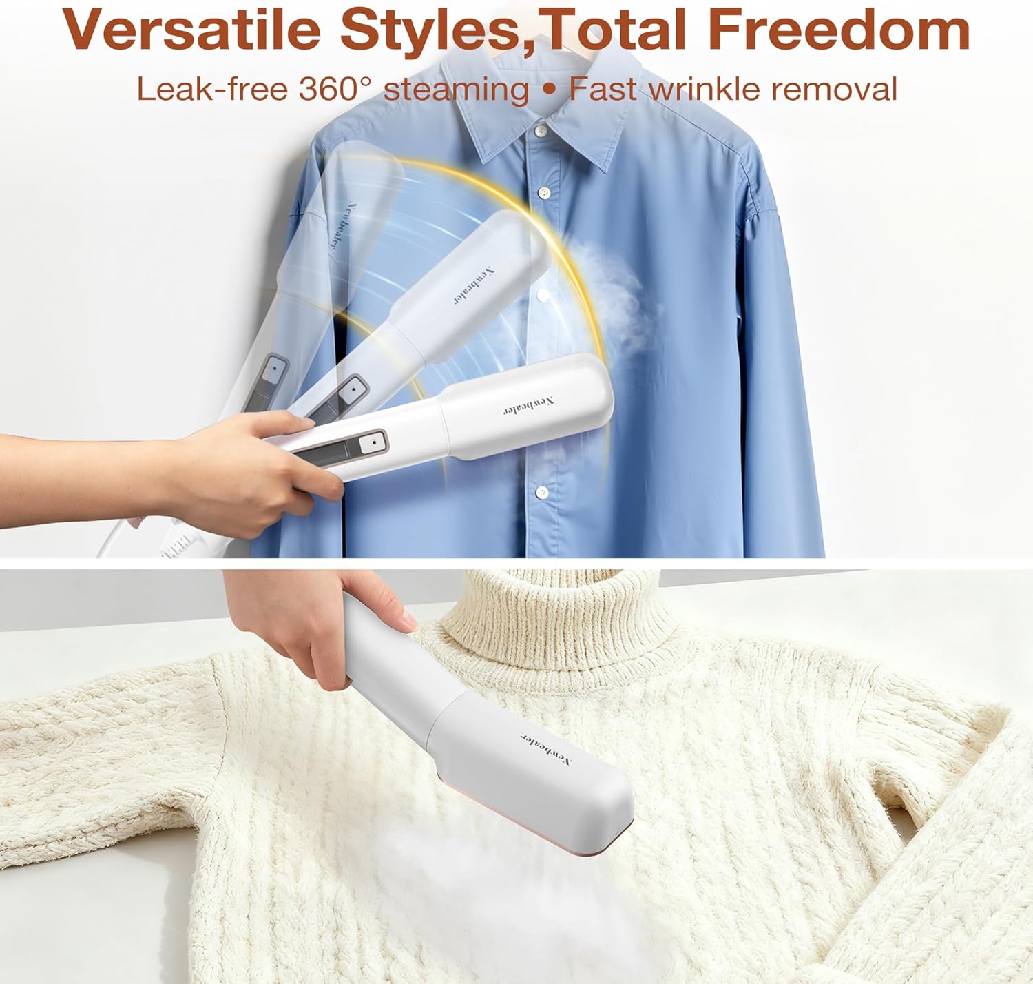 Newbealer Travel Iron - 2-in-1 Clothes Steamer & Dry Iron with Non-Stick Soleplate | Gold, 100-240V