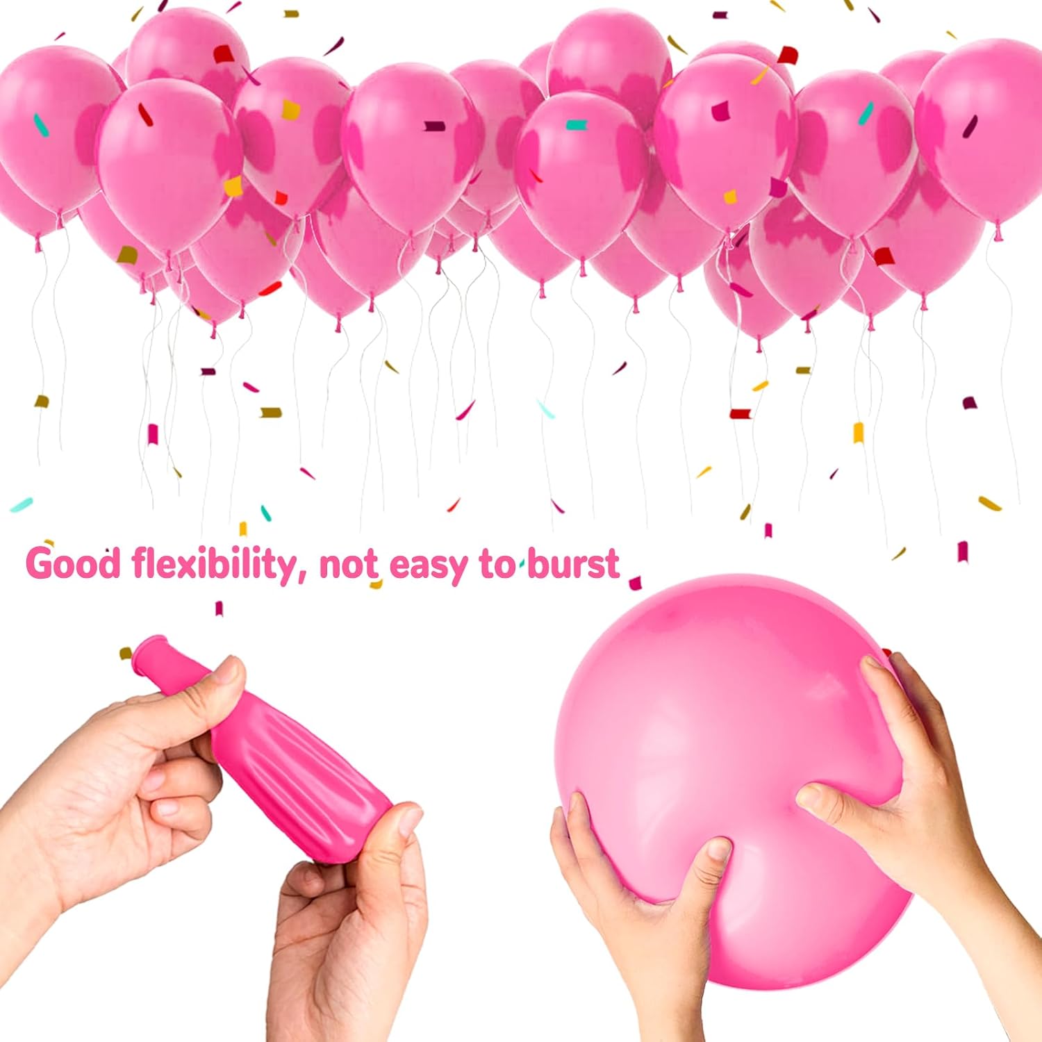 Pink Balloons - 100 Pcs 12 Inch Matte Pink Balloons for Baby Shower & Birthday Party Decor