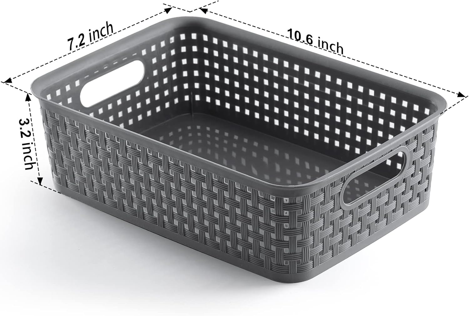 NETANY Plastic Storage Baskets - 8 Pack, Durable & Flexible Gray Organizers for Closets & Shelves