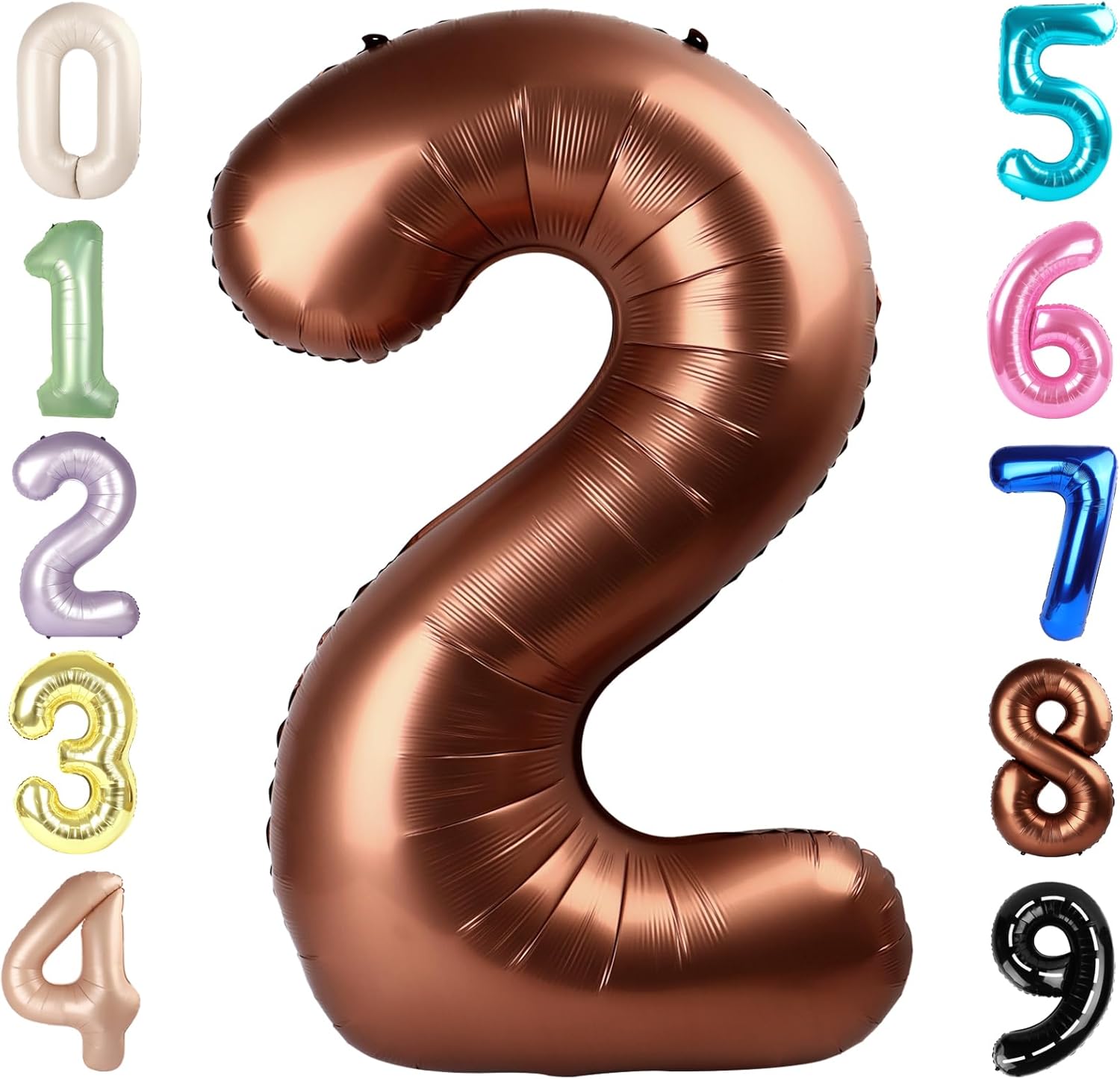 Skiennix 40-Inch Coffee Brown Number Balloons - Perfect for 2nd, 12th, 21st Birthday Celebrations & Events