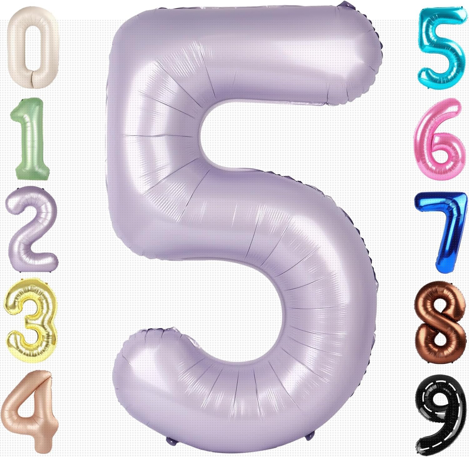 Skiennix 40-Inch Balloon Numbers - Big Cream & Purple 5th Birthday Decorations | Perfect for Weddings & Parties
