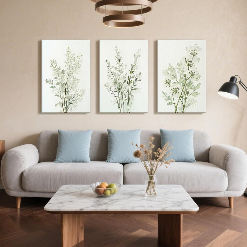 Skiennix Boho Floral Canvas Wall Art Prints - Modern Botanical Decor for Home & Office | 12"x16" Wrapped Frame
