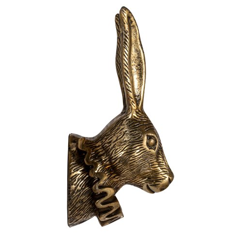 Creative Co-Op Cast Aluminum Rabbit Head with Ruff Collar Wall Décor, Antique Brass Finish