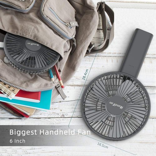 HandFan 6-Inch Handheld Fan - 4000mAh Battery, 6 Speeds, Strong Airflow, Foldable Design | Grey