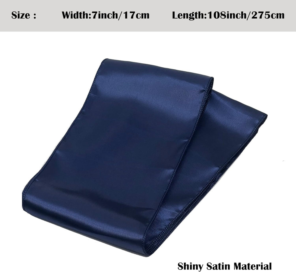 Skiennix Satin Chair Sashes - 50PCS Navy Blue Ribbon Ties for Wedding & Event Decor