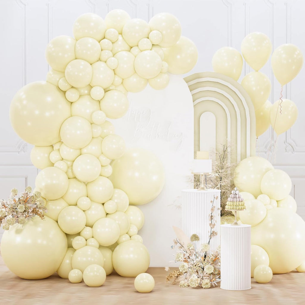 PartyWoo Pastel Yellow Balloons - 152-Piece Arch Kit for Baby Showers & Birthday Parties | Various Sizes 5-18 Inch
