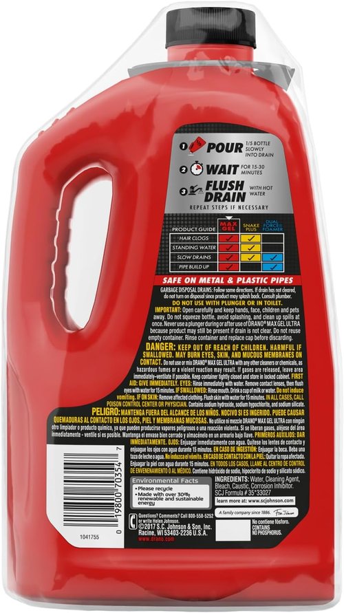 Drano Max Gel Clog Remover - Powerful 160 Fl Oz Drain Cleaner for Tough Clogs