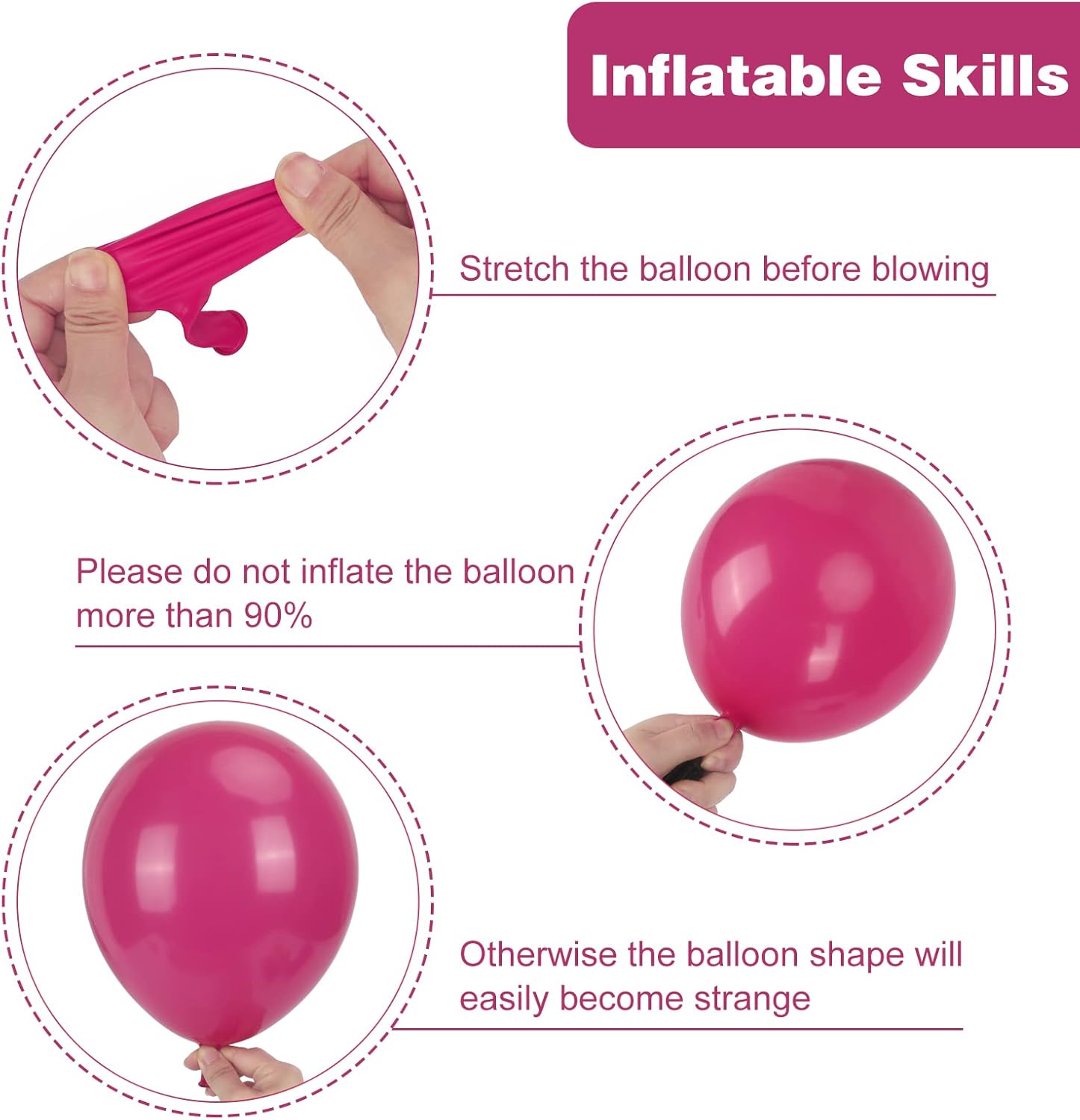RUBFAC Hot Pink Balloon Arch Kit - 129pcs Latex Balloons in Various Sizes for Birthday & Wedding Decor