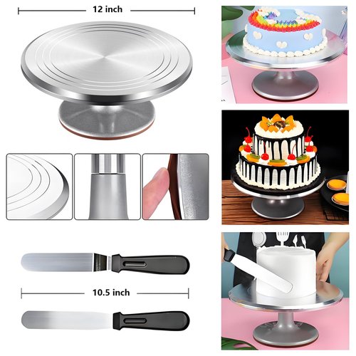 ANSLYQA 237 Pcs Cake Decorating Kit with Aluminium Cake Turntable,Leveler,24 Numbered Icing Tips,2 Spatulas,3 Scrapers,2 Coupler,50 Cupcake Liners,50 Cake Flags,100 Pastry Bags & More Baking Tools