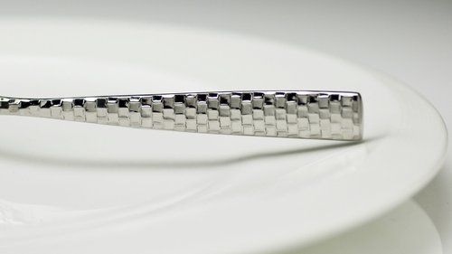 Fortessa Lucca Faceted 18/10 Stainless Steel Flatware Espresso Spoon, Set of 12