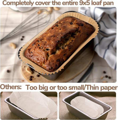 Loaf Pan Liners | 150 Pcs Non-Stick Parchment Paper for 9x5 Loaf Pans - Perfect for Baking Bread