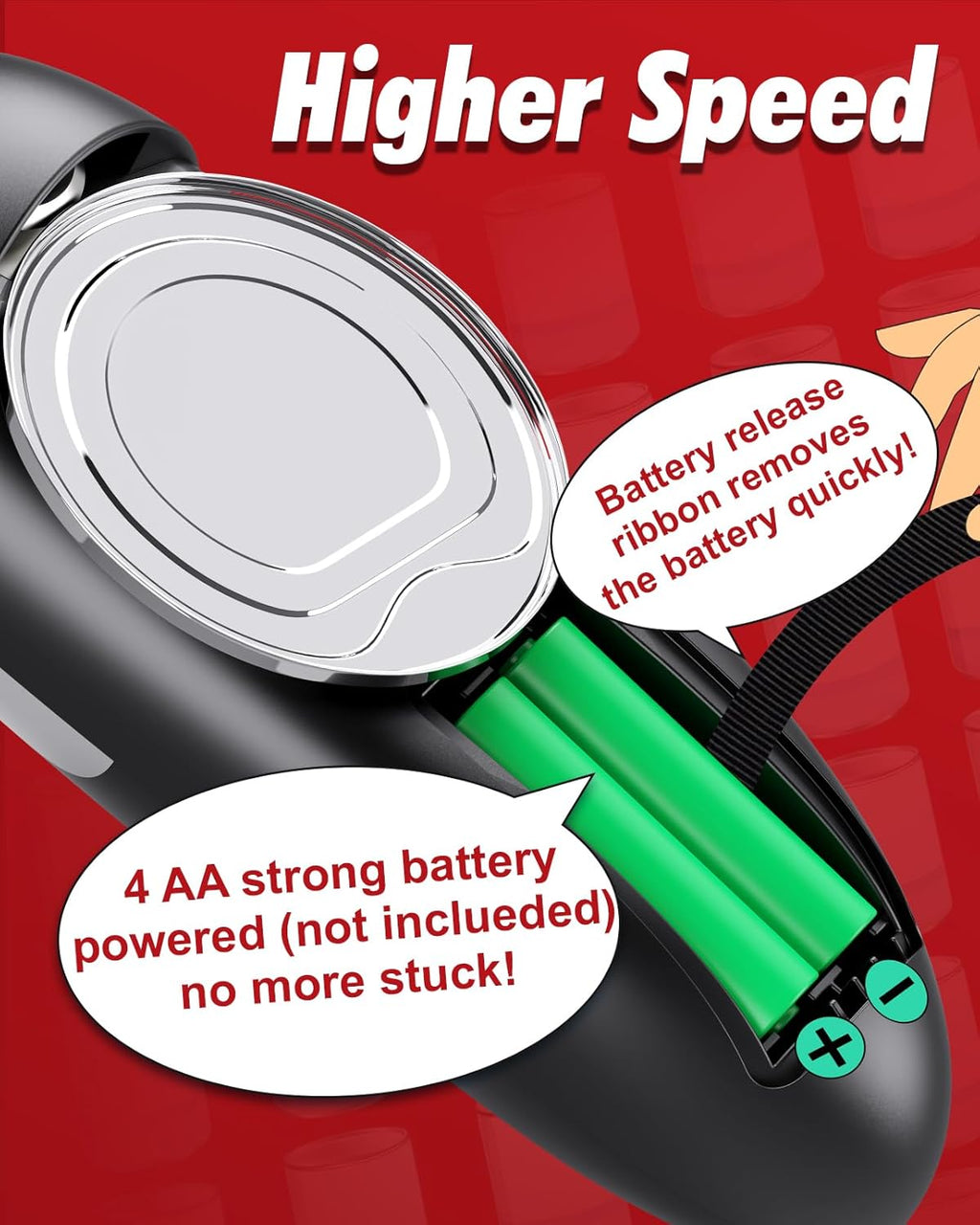 **Black+Grey One Touch Electric Can Opener - Fits All Can Sizes | Smooth Edge, Battery Operated for Seniors & Chefs**