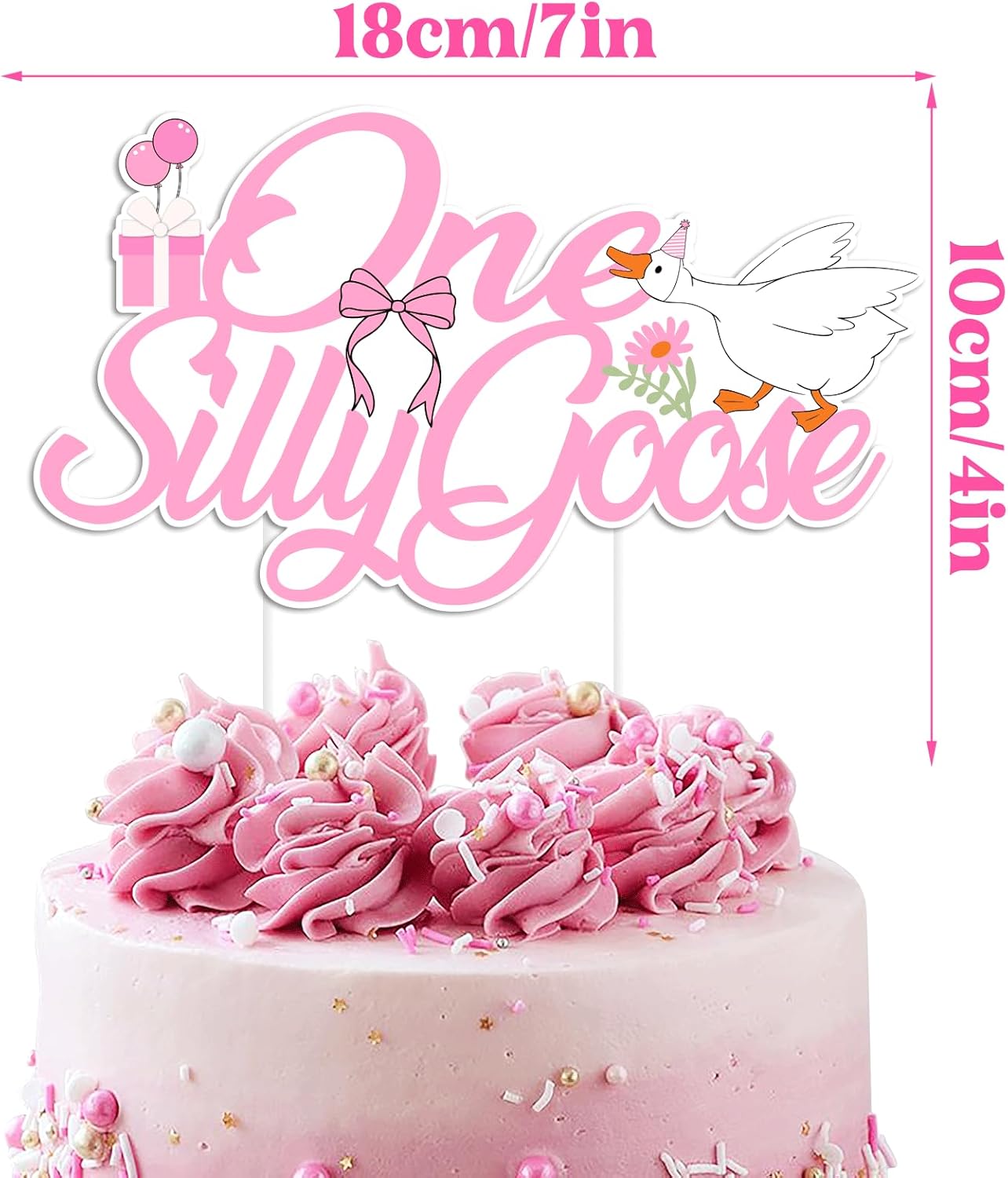 One Silly Goose Birthday Cake Topper - Fun Goose Theme Decorations for 1st Birthday | Cupcake Photo Props
