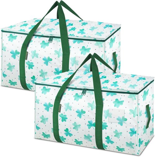 BALEINE Oversized Moving Bags - Heavy-Duty Storage Totes with Reinforced Handles | 2-Pack (Clover)