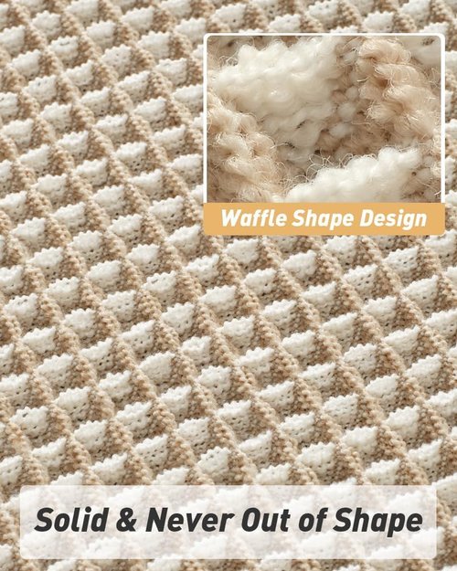 AMOAMI Waffle Bath Mat - Super Absorbent Non-Slip Design | Ultra Soft & Machine Washable, 17" x 24", Brown & Cream