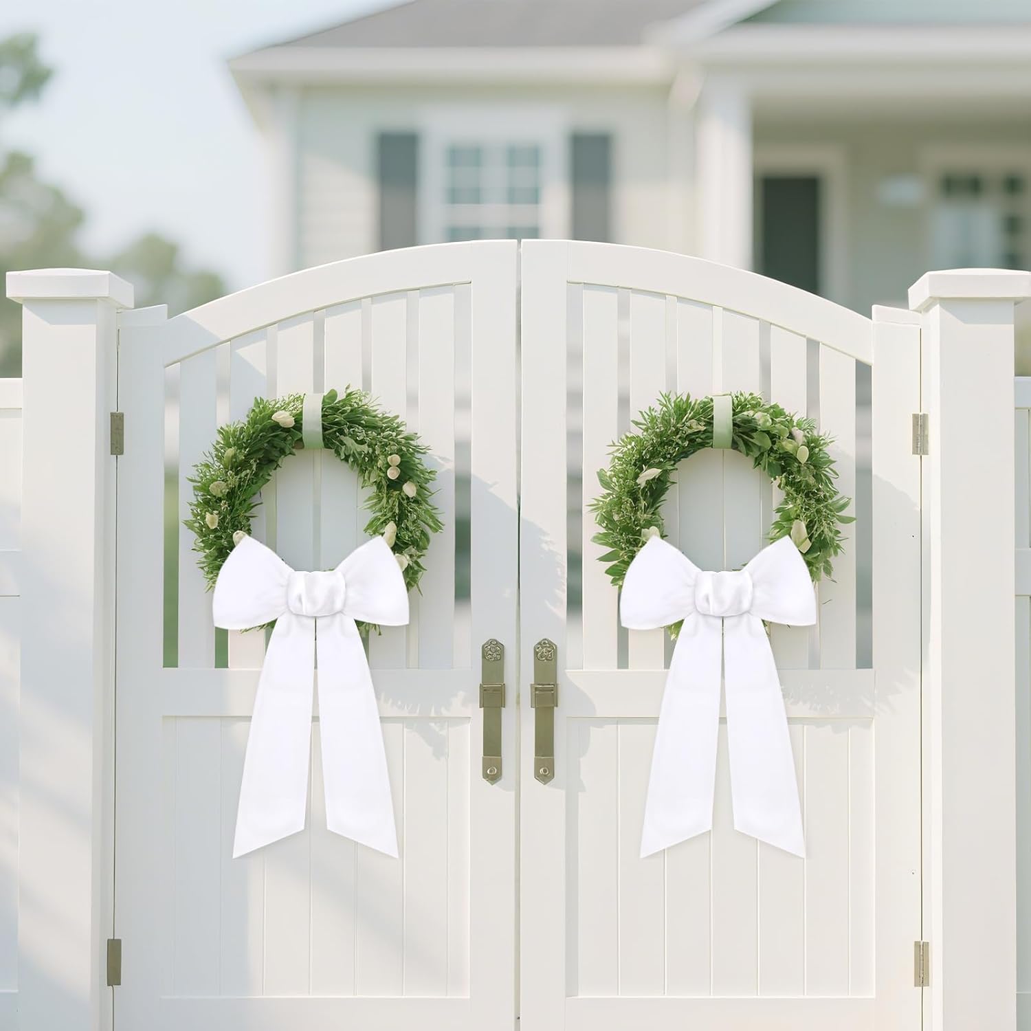 White Wreath Sash - 2 Pcs 60 Inch Plain Sashes for Wreaths & Garland | Indoor/Outdoor Decor