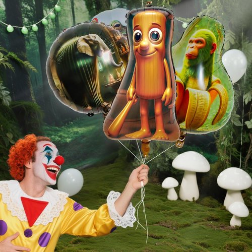 7Pcs Italian brainrot Foil Balloons for Birthday Party ，Tralalero Tralala and Tung Tung Tung Sahur Party Balloons, Birthday Party Decorations.
