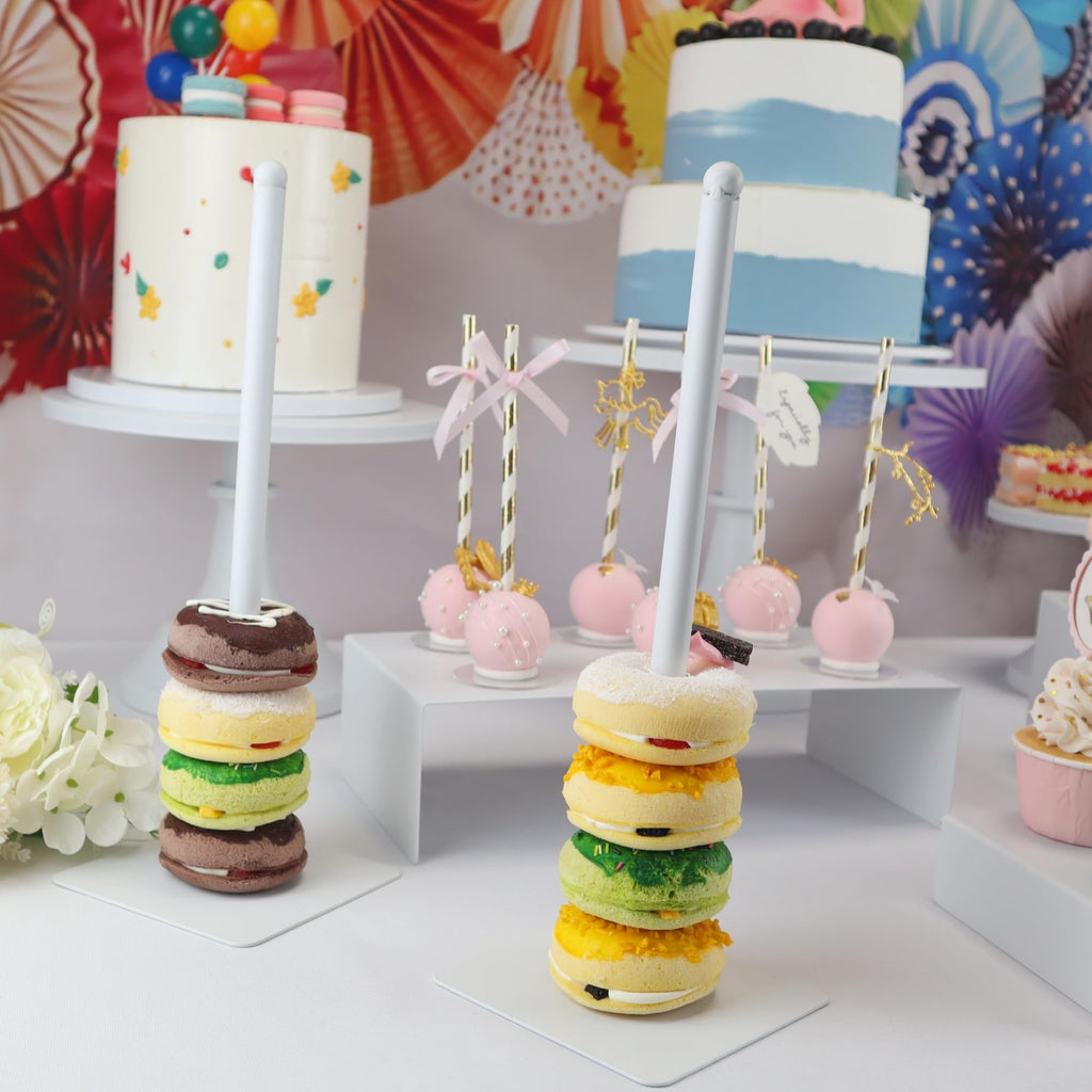 FESTLOVE Set of 8 White Cake Stands Donut Holder Metal Dessert Display Risers Cupcake Stand Serving Platter for Weddings Birthday Baby Showers Anniversary Party