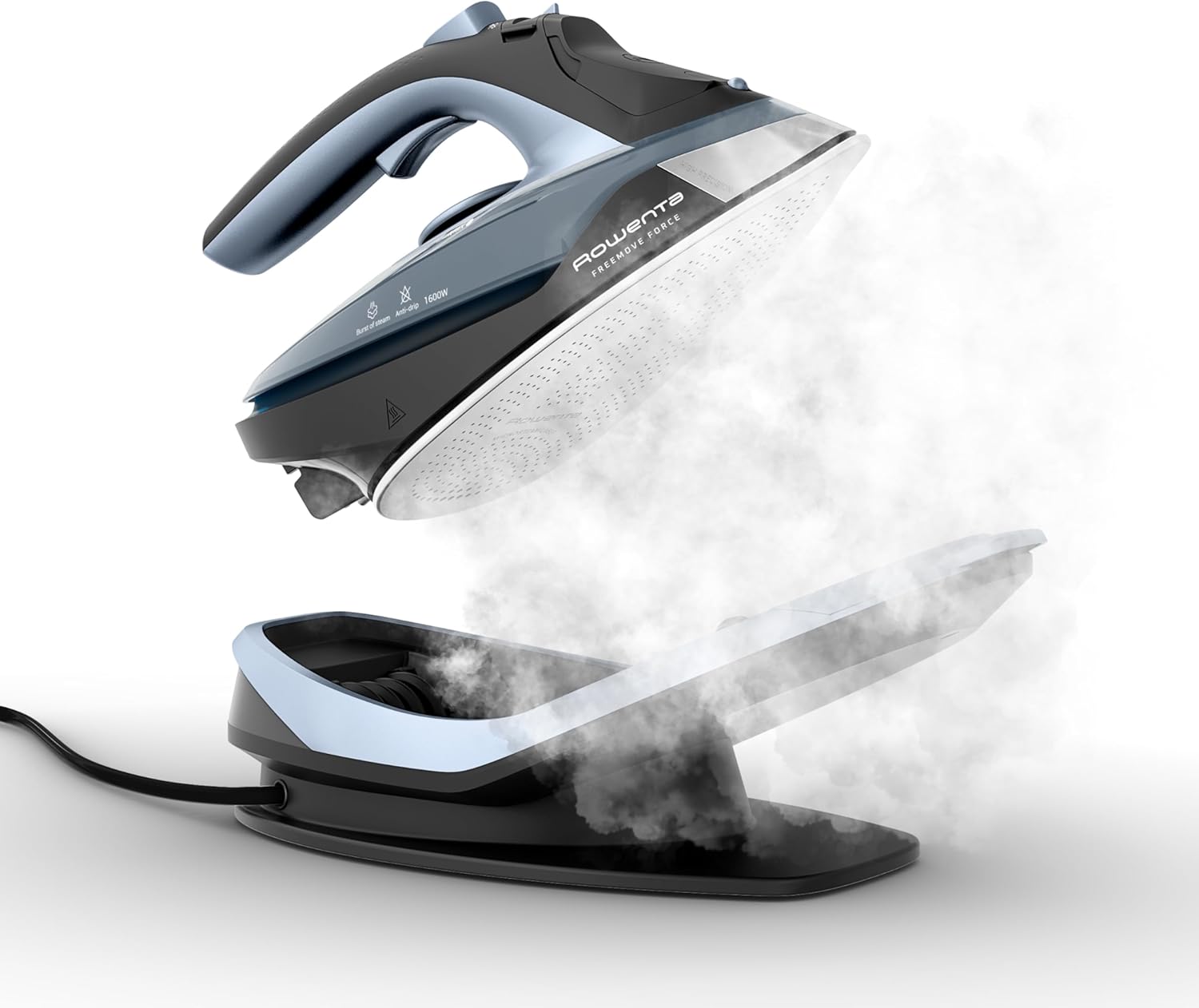 Rowenta Freemove Cordless Iron - 1600 Watts Rapid Heating Portable Steamer | Stainless Steel Soleplate, Blue